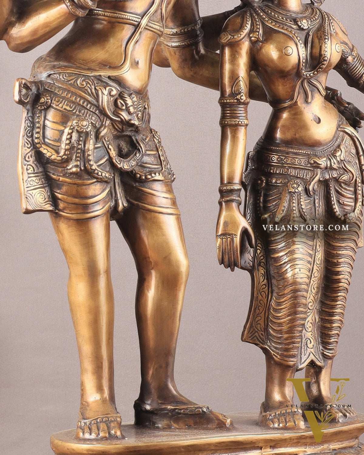 Pure Brass Large Lord Shiva and Parvati Standing Together Statue – 36 Inches