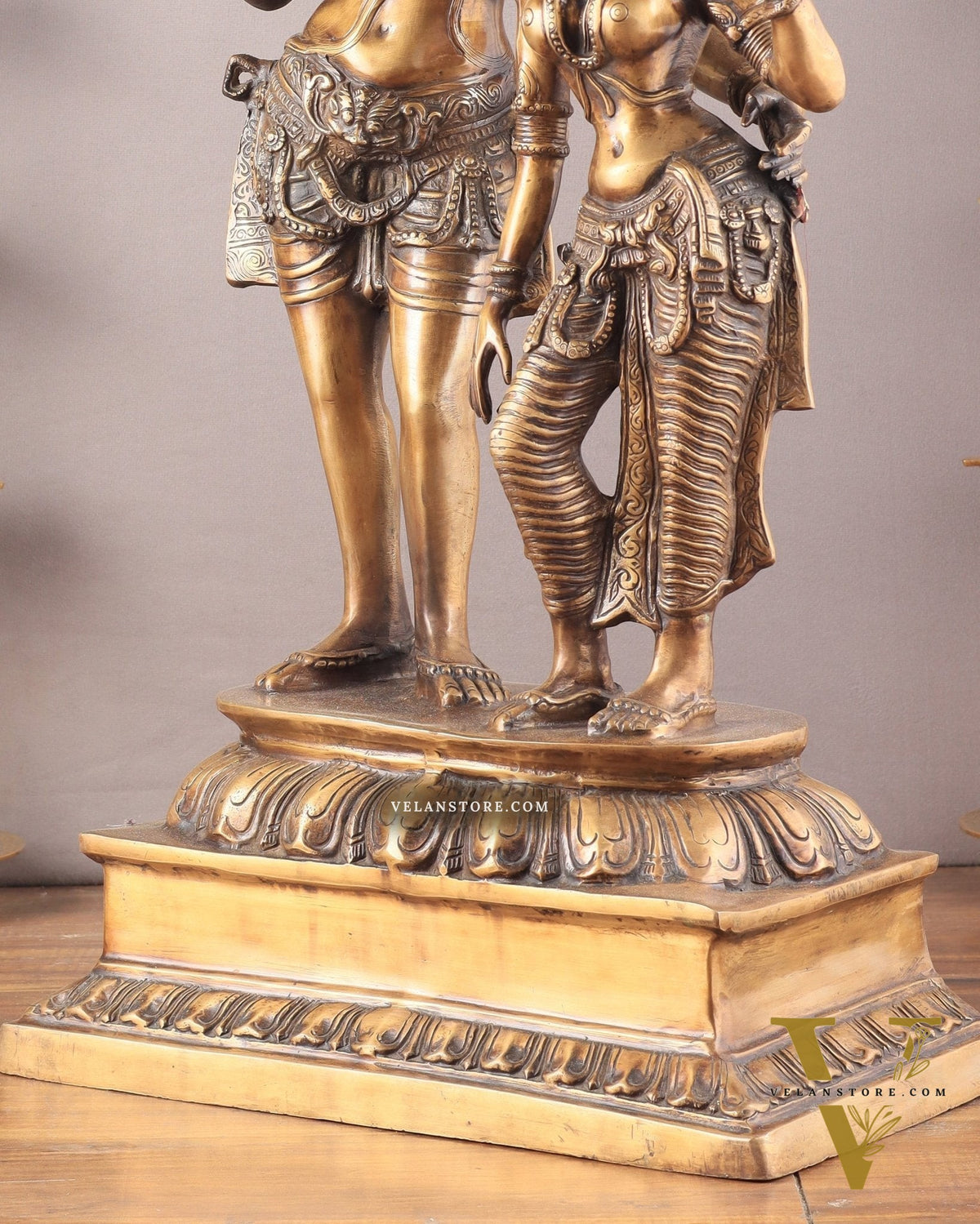 Pure Brass Large Lord Shiva and Parvati Standing Together Statue – 36 Inches