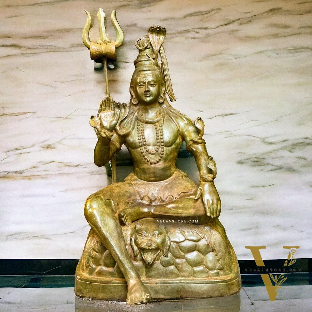 Pure Brass Large Lord Shiva Statue - 57"