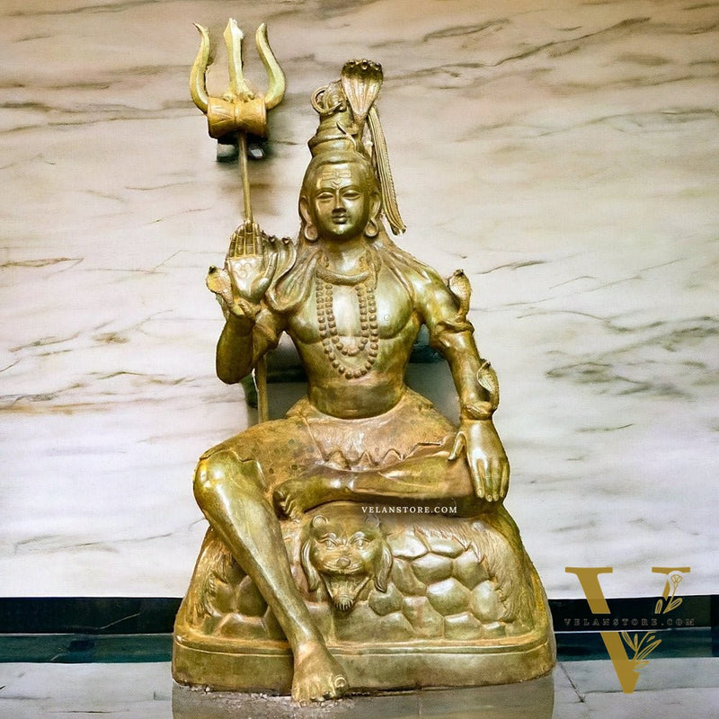 Pure Brass Large Lord Shiva Statue - 57"