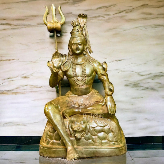 Pure Brass Large Lord Shiva Statue - 57"