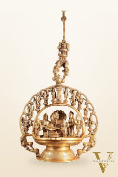Pure Brass Large Lord Vishnu Darbar dashavatar Hanging Lamp 52"