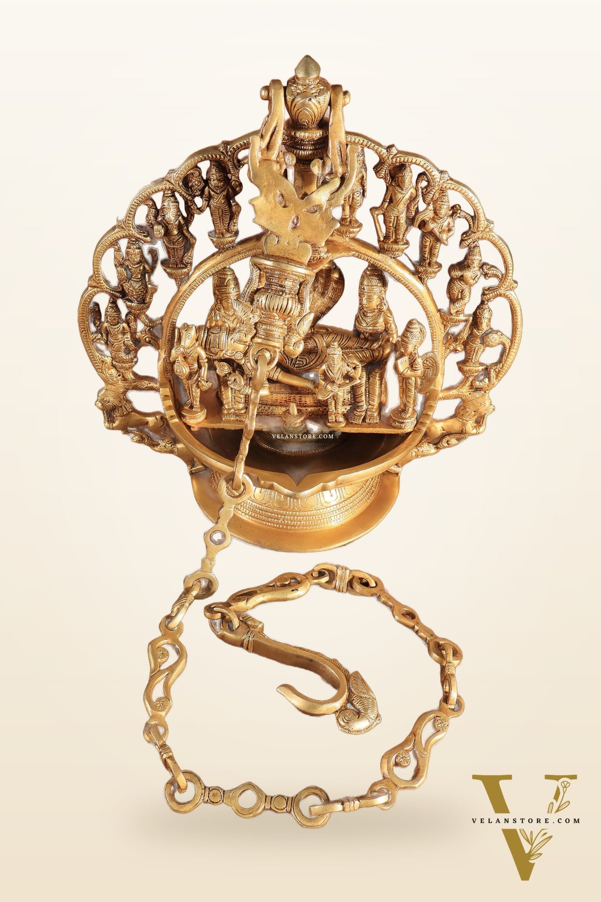 Pure Brass Large Lord Vishnu Darbar dashavatar Hanging Lamp 52"