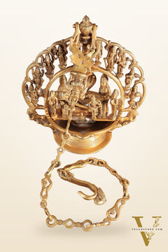 Pure Brass Large Lord Vishnu Darbar dashavatar Hanging Lamp 52"