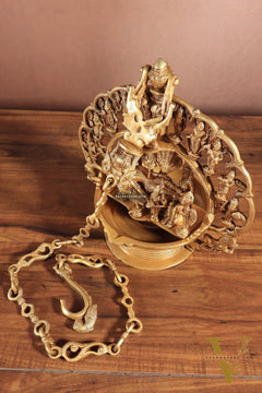 Pure Brass Large Lord Vishnu Darbar dashavatar Hanging Lamp 52"