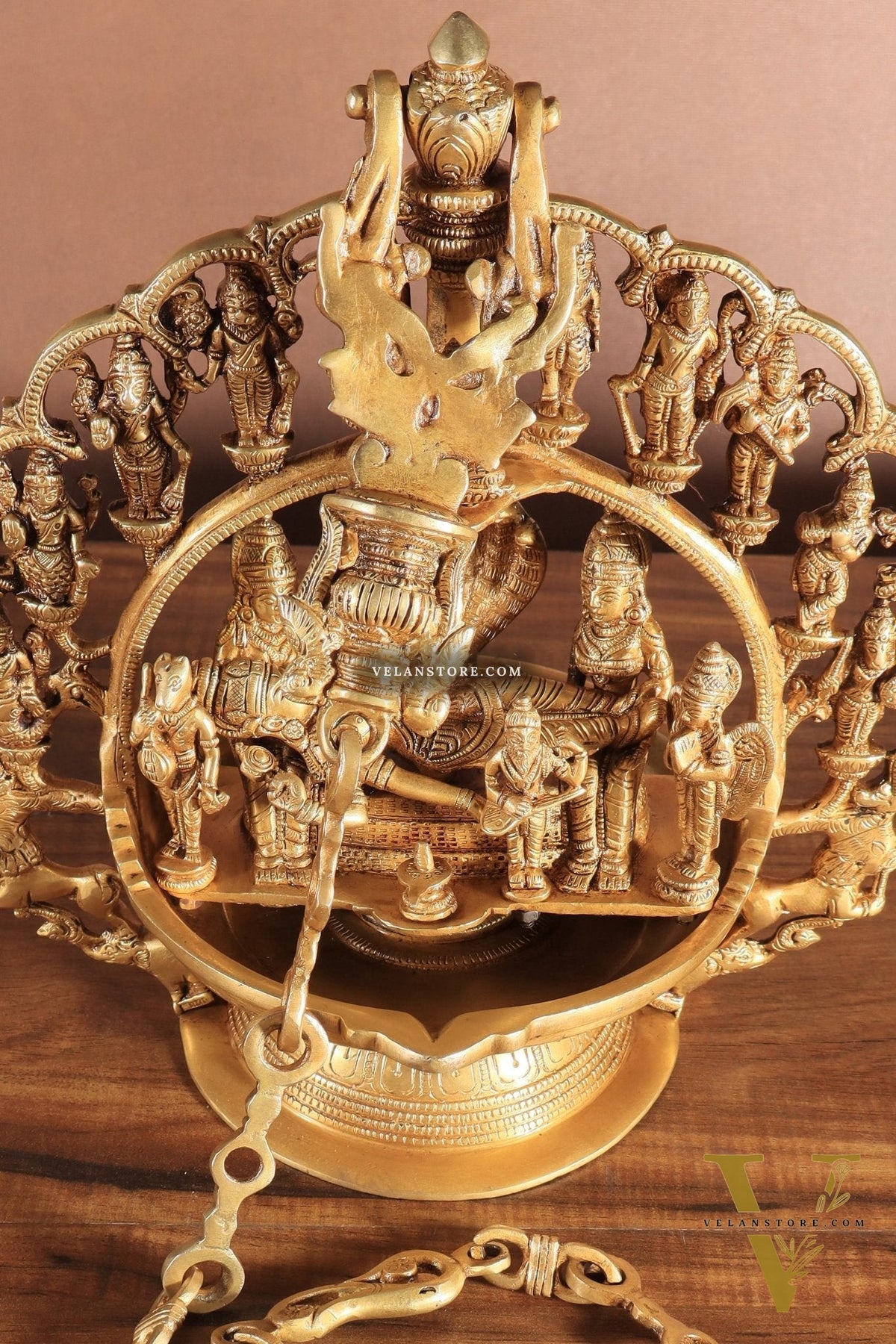 Pure Brass Large Lord Vishnu Darbar dashavatar Hanging Lamp 52"