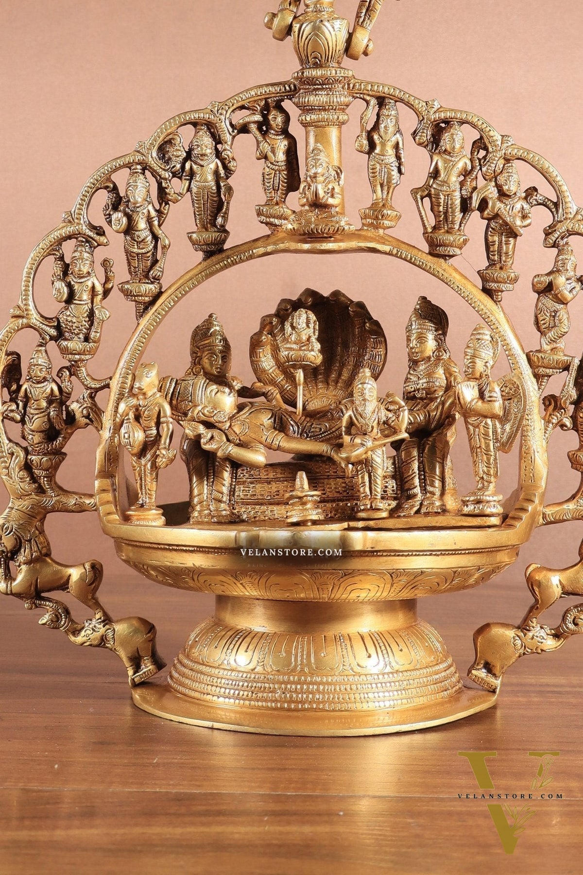 Pure Brass Large Lord Vishnu Darbar dashavatar Hanging Lamp 52"