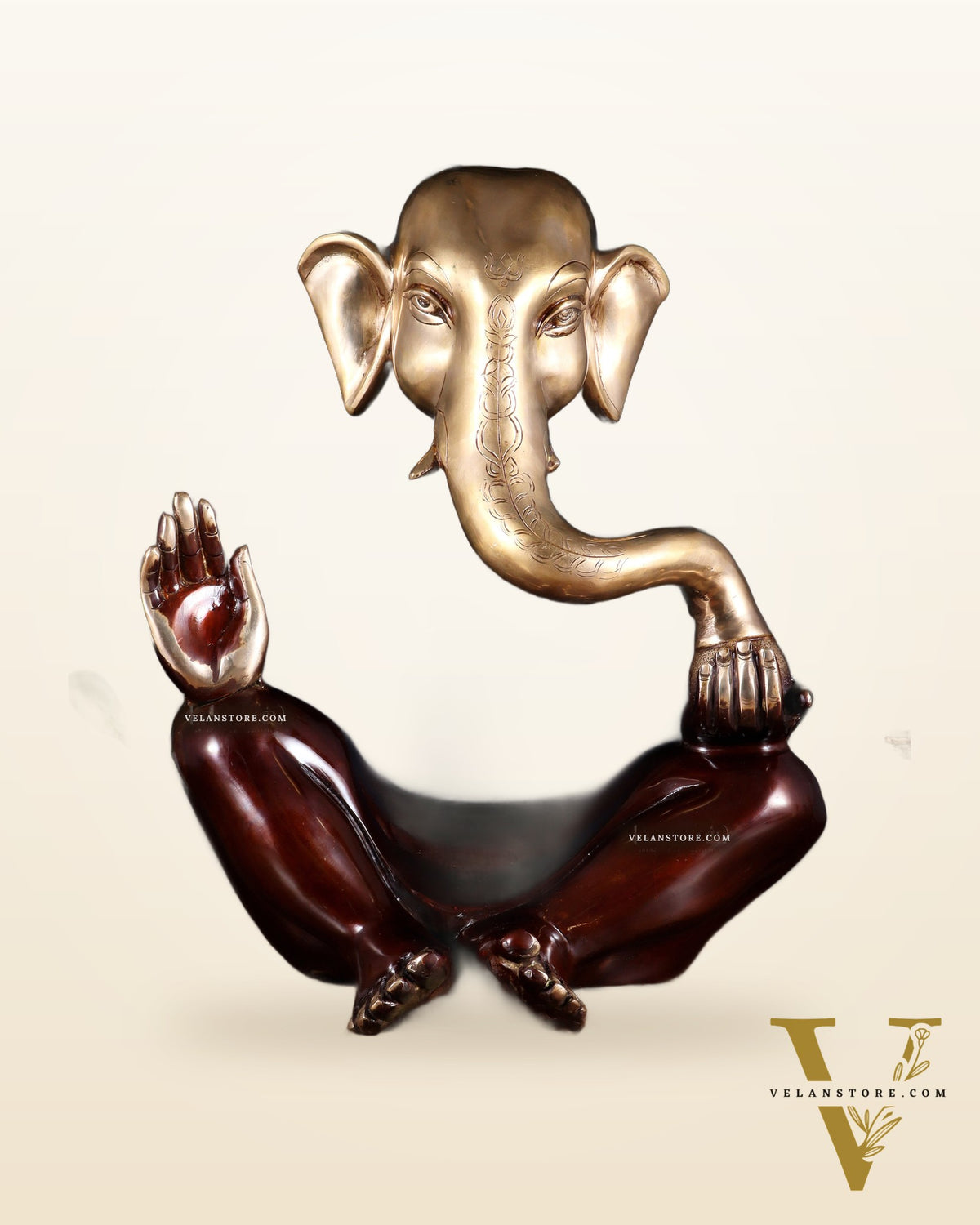 Pure Brass Large Modern Ganesha Statue – Dual Tone 17 inch