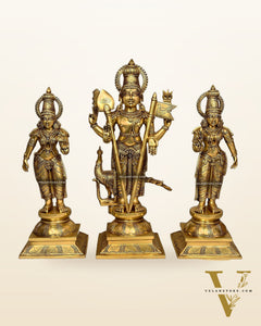 Pure Brass Large Murugan Swamy Idol with Valli deviyani set 23"
