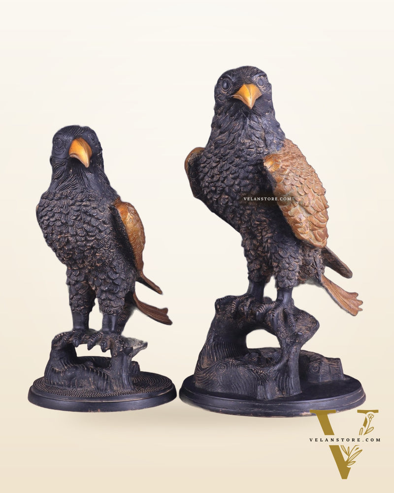Pure Brass Large Pair of Eagles in Antique Tone | Vastu & Feng Shui Approved 15"