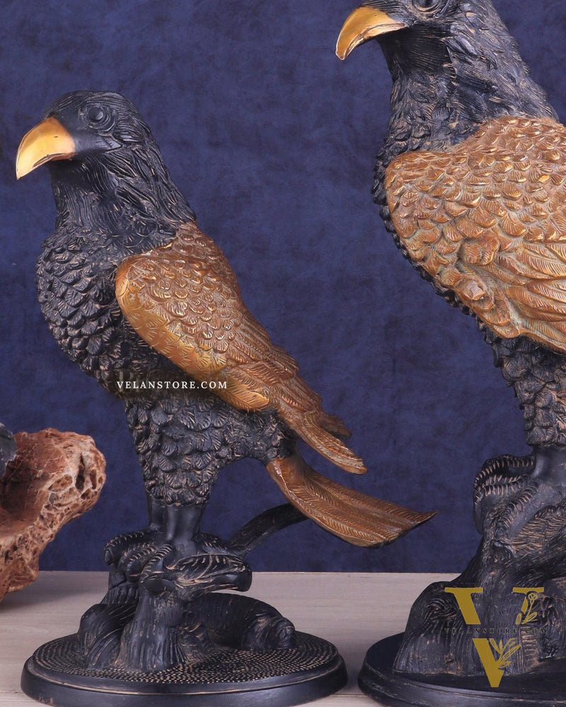 Pure Brass Large Pair of Eagles in Antique Tone | Vastu & Feng Shui Approved 15"