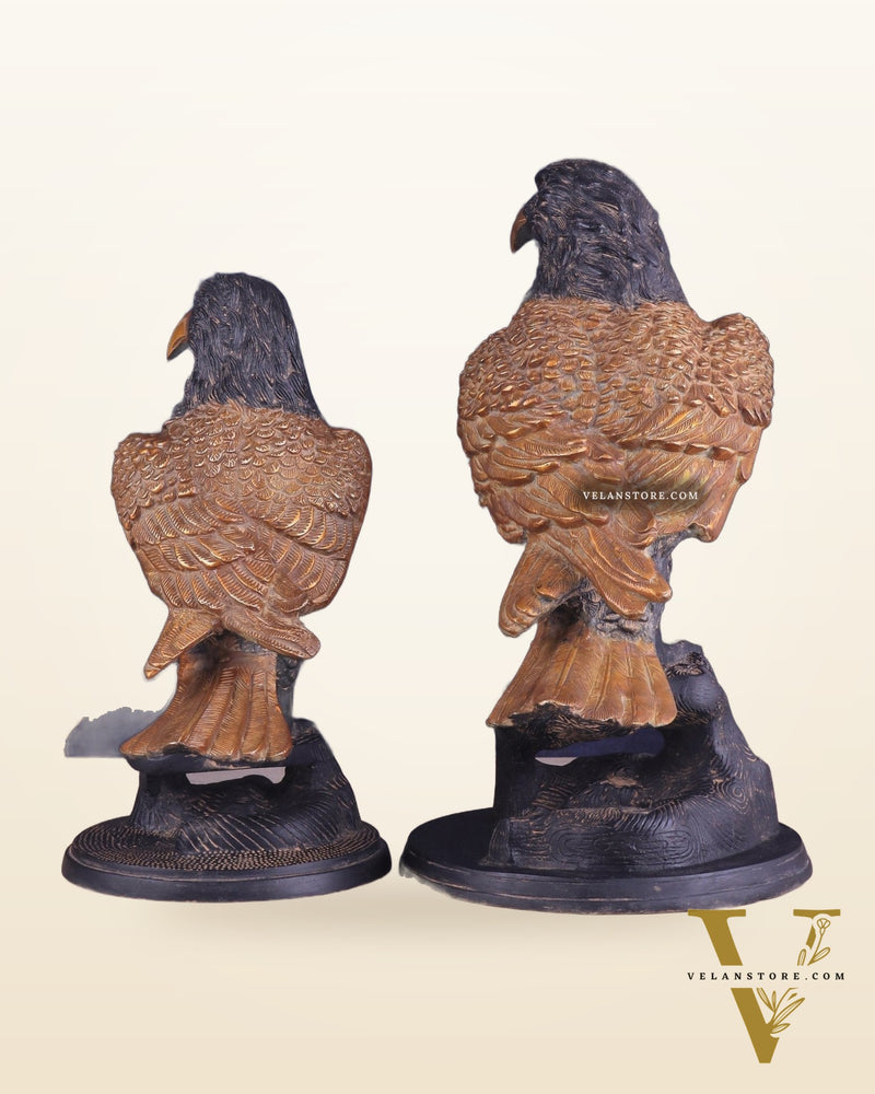 Pure Brass Large Pair of Eagles in Antique Tone | Vastu & Feng Shui Approved 15"