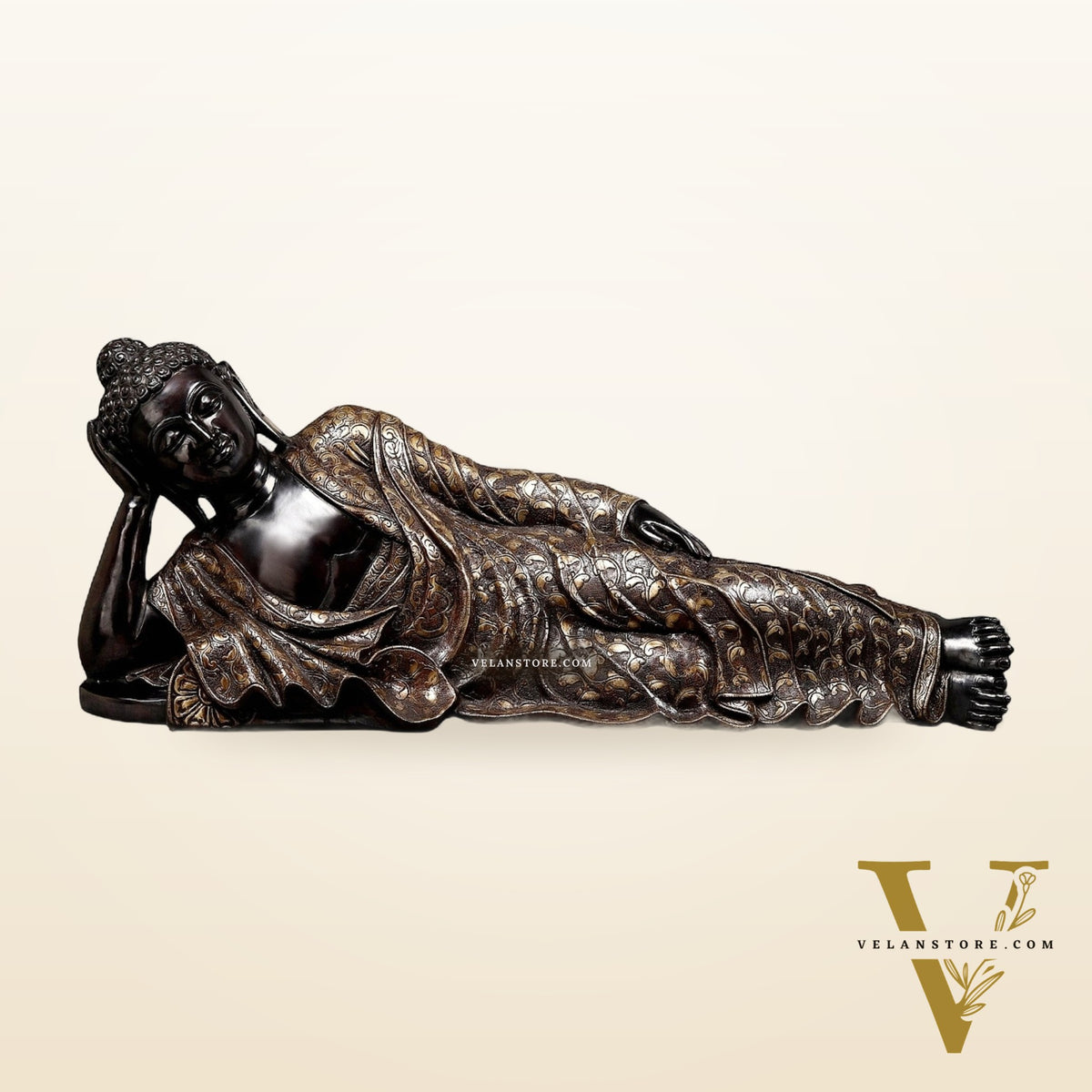 Pure Brass Large Resting Buddha Statue 47"