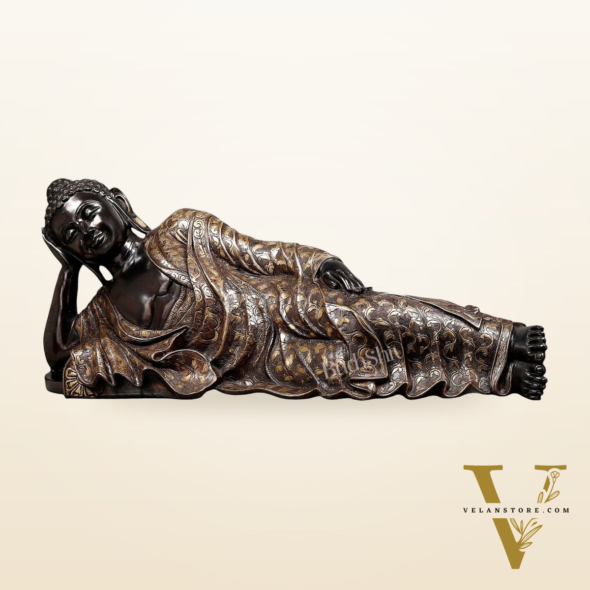 Pure Brass Large Resting Buddha Statue 47"