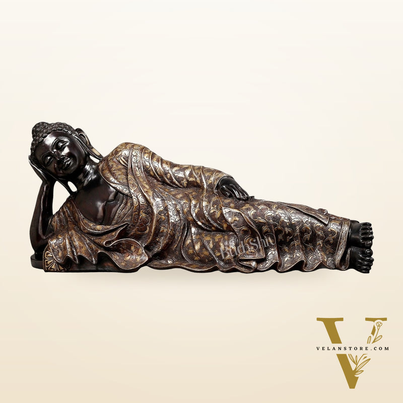 Pure Brass Large Resting Buddha Statue 47"