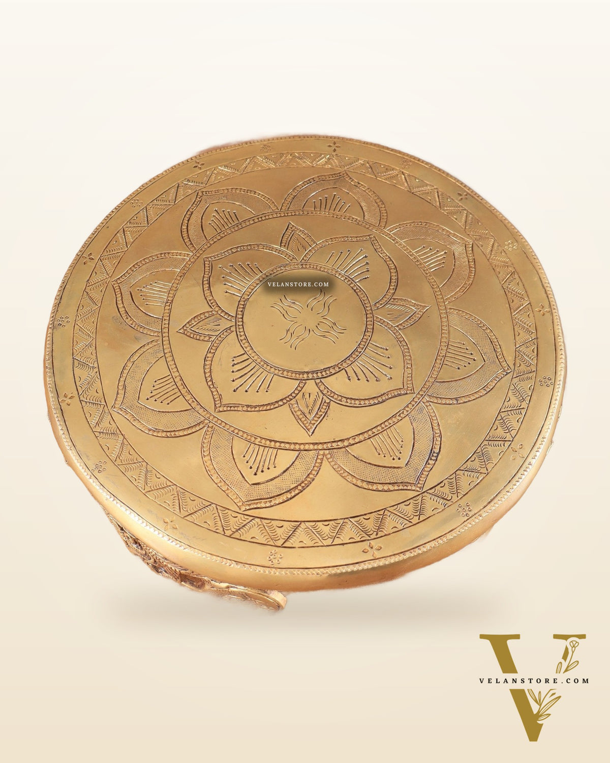 Pure Brass Large Round Chowki for God Idols 11.5"