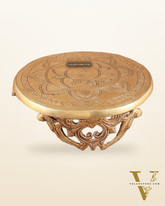 Pure Brass Large Round Chowki for God Idols 11.5"