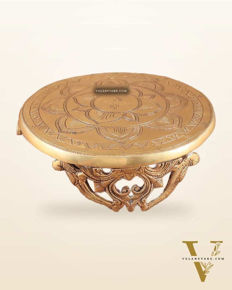 Pure Brass Large Round Chowki for God Idols 11.5"
