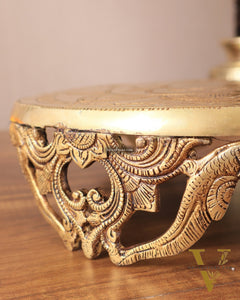Pure Brass Large Round Chowki for God Idols 11.5"