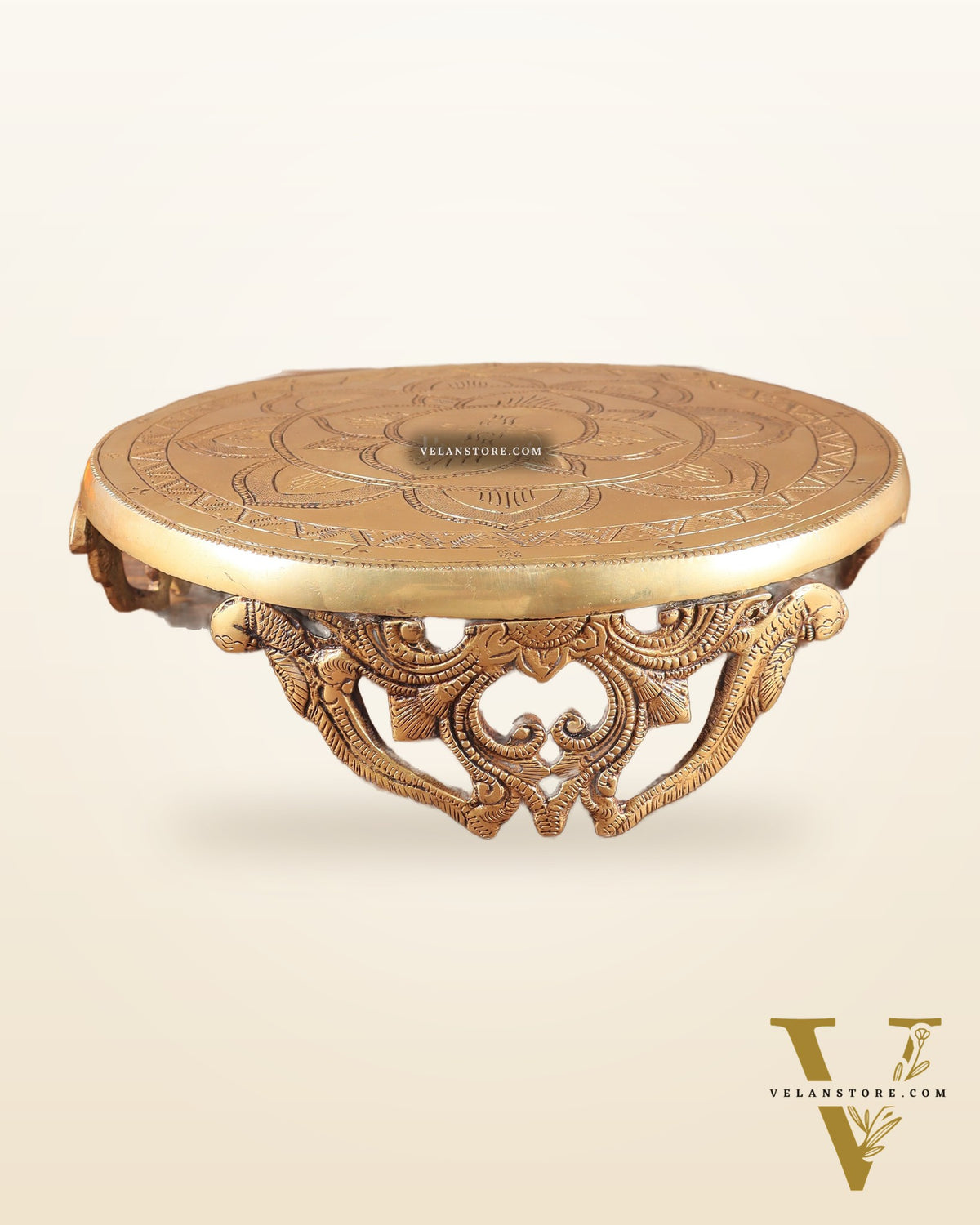 Pure Brass Large Round Chowki for God Idols 11.5"