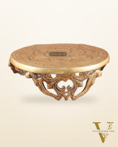 Pure Brass Large Round Chowki for God Idols 11.5"