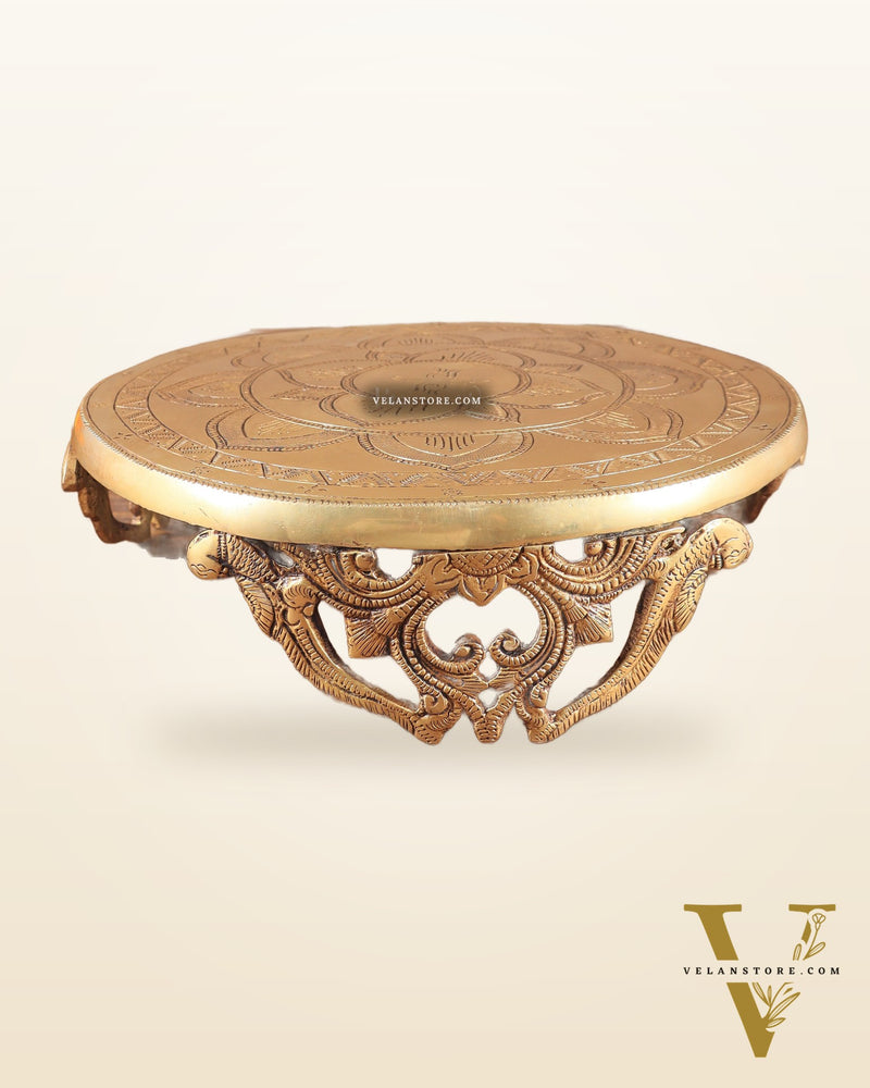 Pure Brass Large Round Chowki for God Idols 11.5"