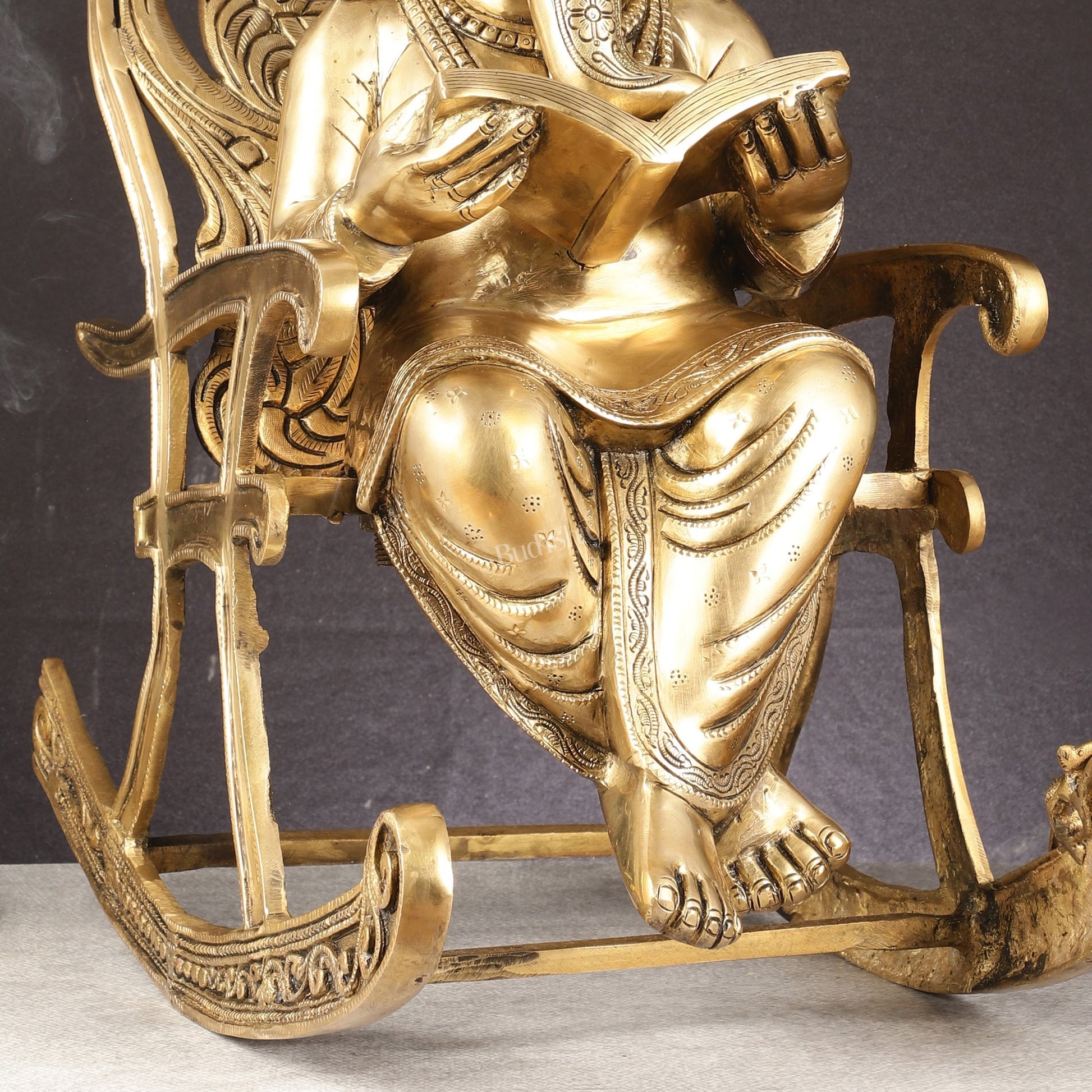 Pure Brass Large Sized Ganapati Seated on Chair Reading Book | 24"