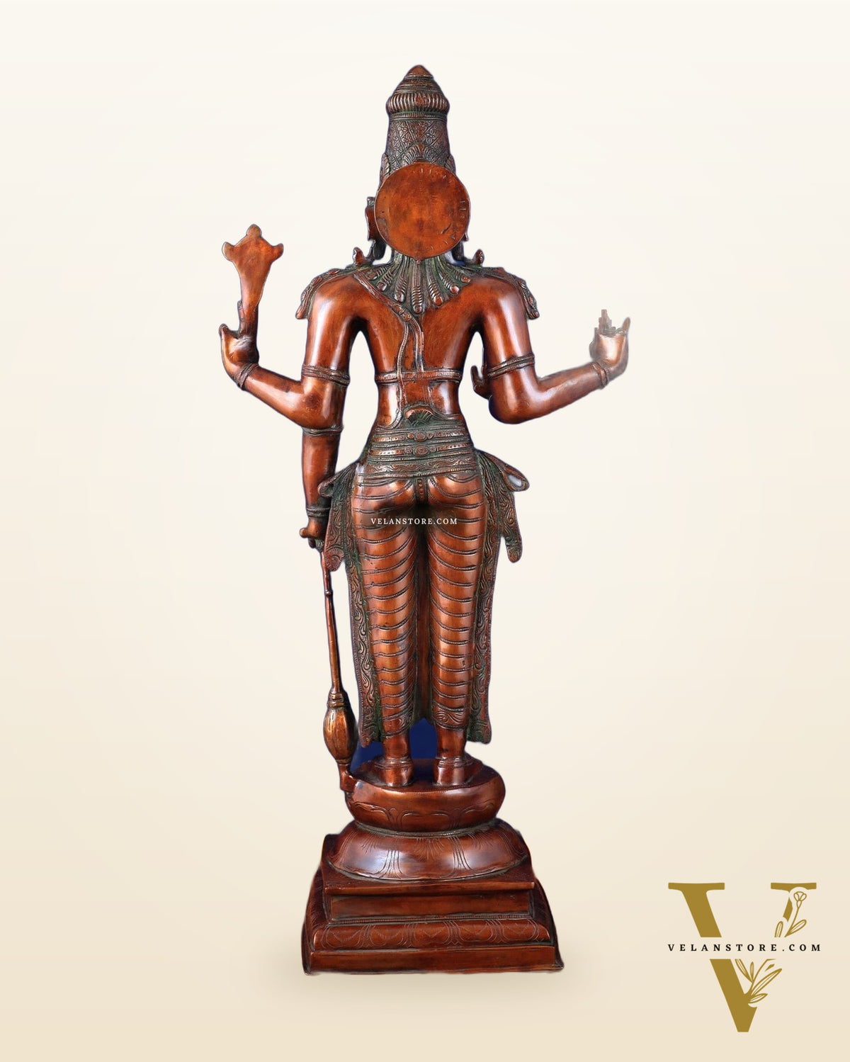 Pure Brass Large Standing Lord Vishnu Narayana Statue – Chola Dual Tone 37"
