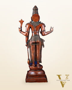 Pure Brass Large Standing Lord Vishnu Narayana Statue – Chola Dual Tone 37"