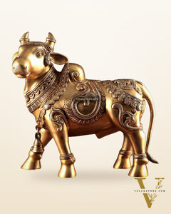 Pure Brass Large Standing Nandi Fully Sculpture  14"