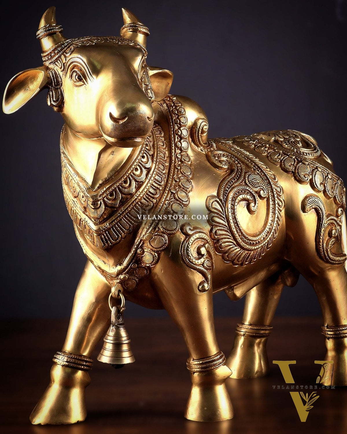 Pure Brass Large Standing Nandi Fully Sculpture  14"