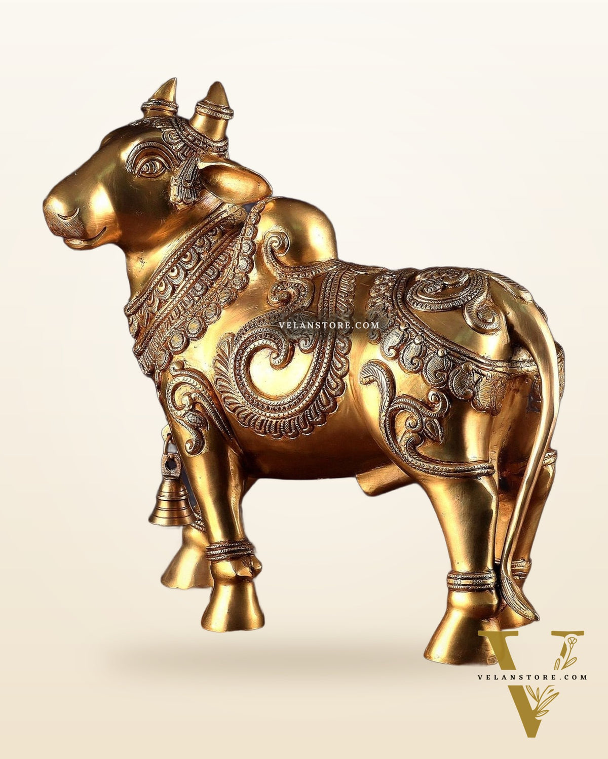 Pure Brass Large Standing Nandi Fully Sculpture  14"
