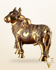 Pure Brass Large Standing Nandi Fully Sculpture  14"
