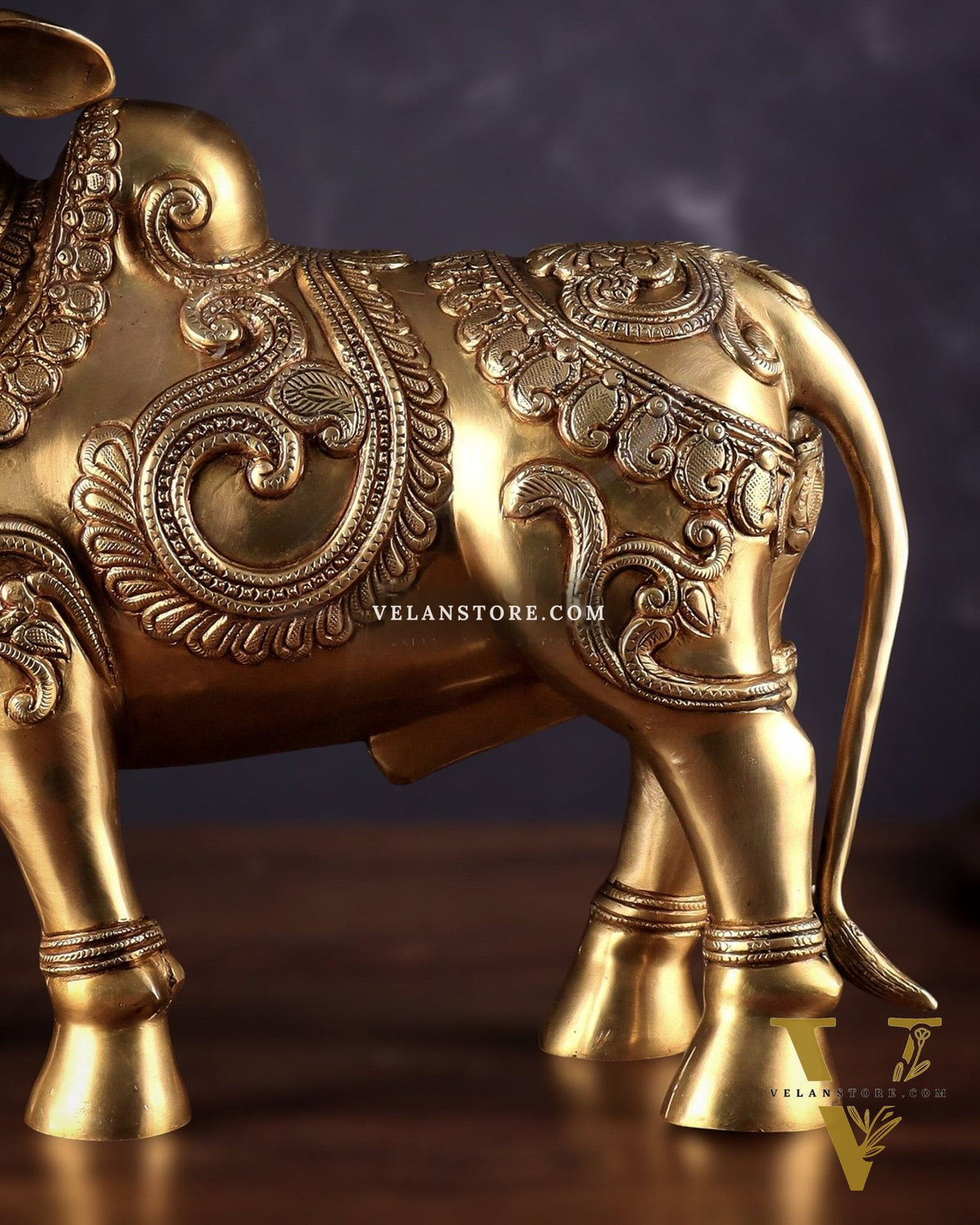 Pure Brass Large Standing Nandi Fully Sculpture  14"