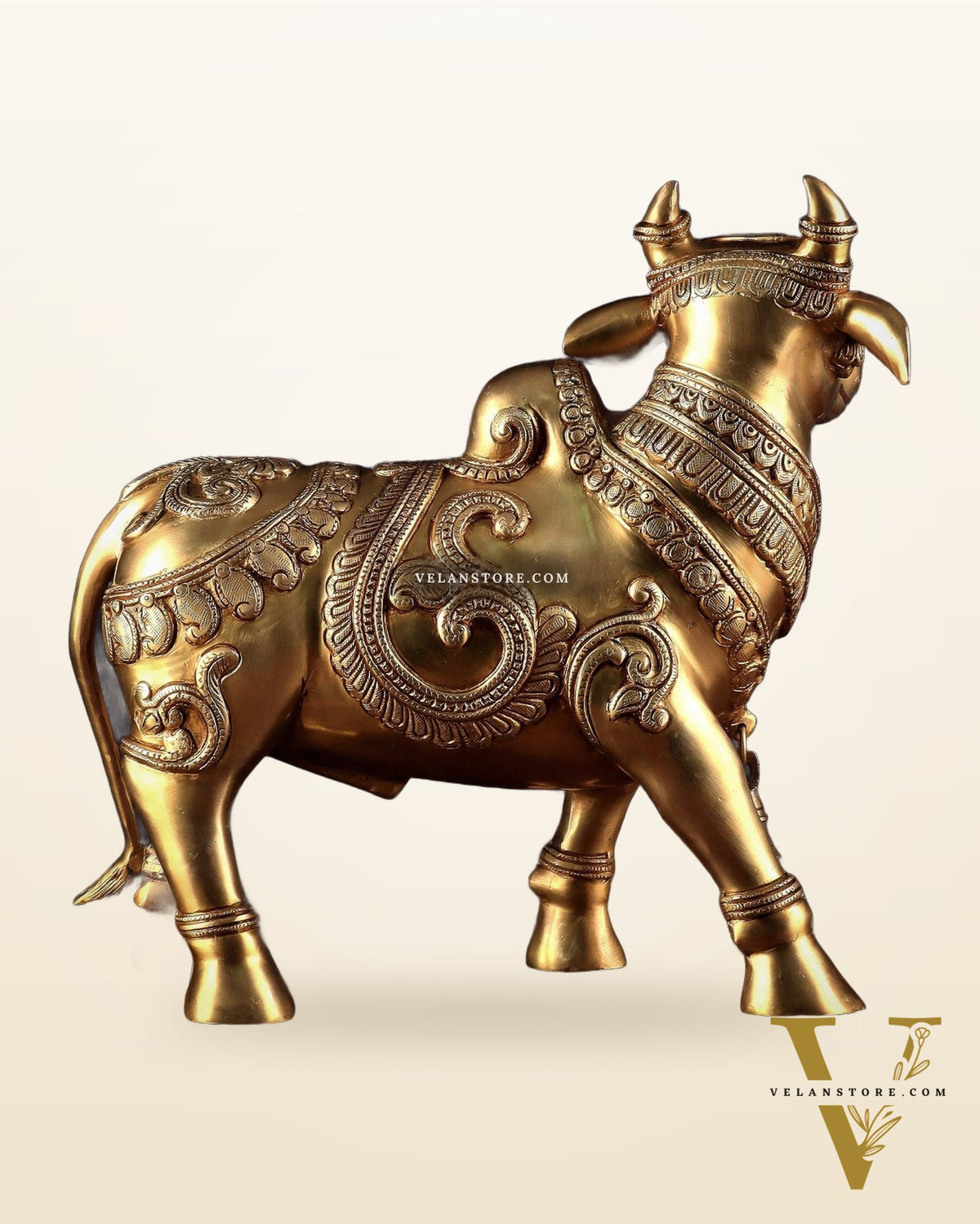 Pure Brass Large Standing Nandi Fully Sculpture  14"