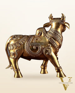Pure Brass Large Standing Nandi Fully Sculpture  14"