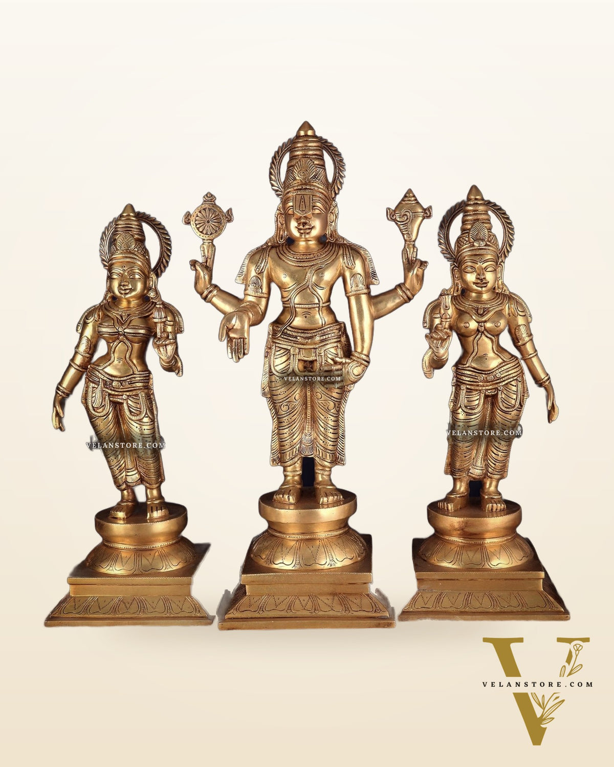Pure Brass Large Tirupati Balaji Set with Bhudevi and Sridevi Kalyana murthy | 25"