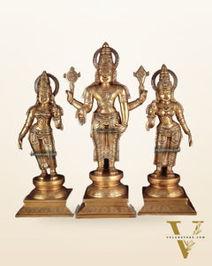 Pure Brass Large Tirupati Balaji Set with Bhudevi and Sridevi Kalyana murthy | 25"