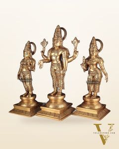 Pure Brass Large Tirupati Balaji Set with Bhudevi and Sridevi Kalyana murthy | 25"