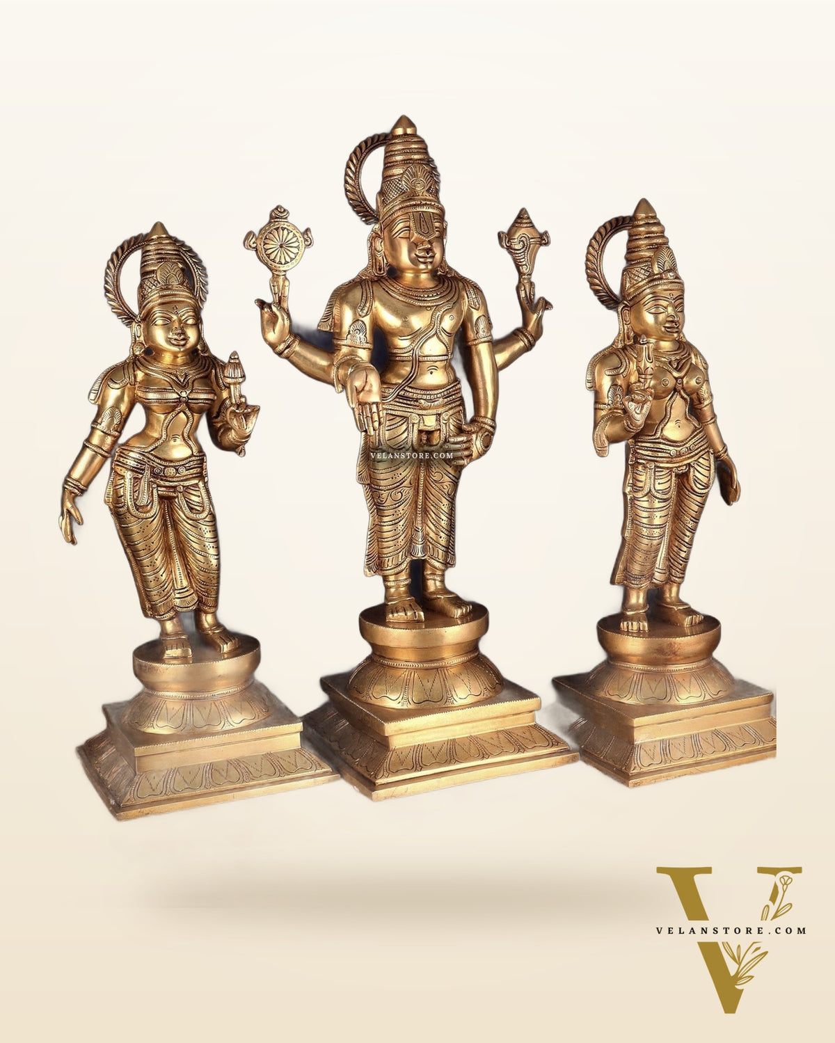 Pure Brass Large Tirupati Balaji Set with Bhudevi and Sridevi Kalyana murthy | 25"