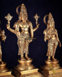 Pure Brass Large Tirupati Balaji Set with Bhudevi and Sridevi Kalyana murthy | 25"