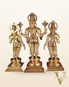Pure Brass Large Tirupati Balaji Set with Bhudevi and Sridevi Kalyana murthy | 25"