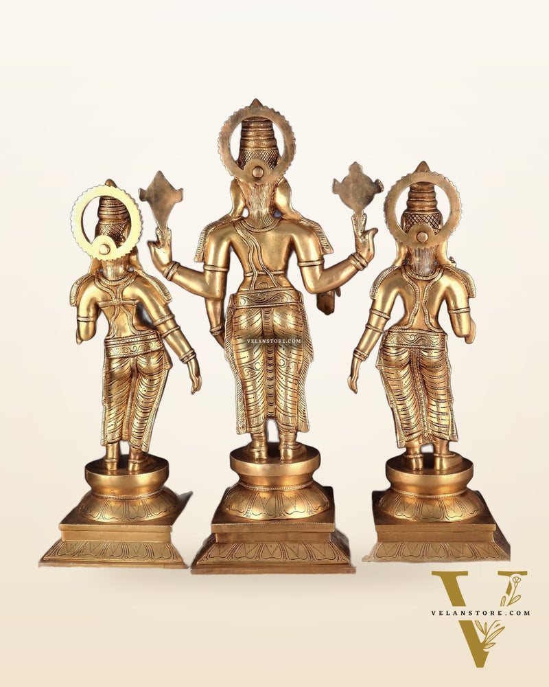 Pure Brass Large Tirupati Balaji Set with Bhudevi and Sridevi Kalyana murthy | 25"