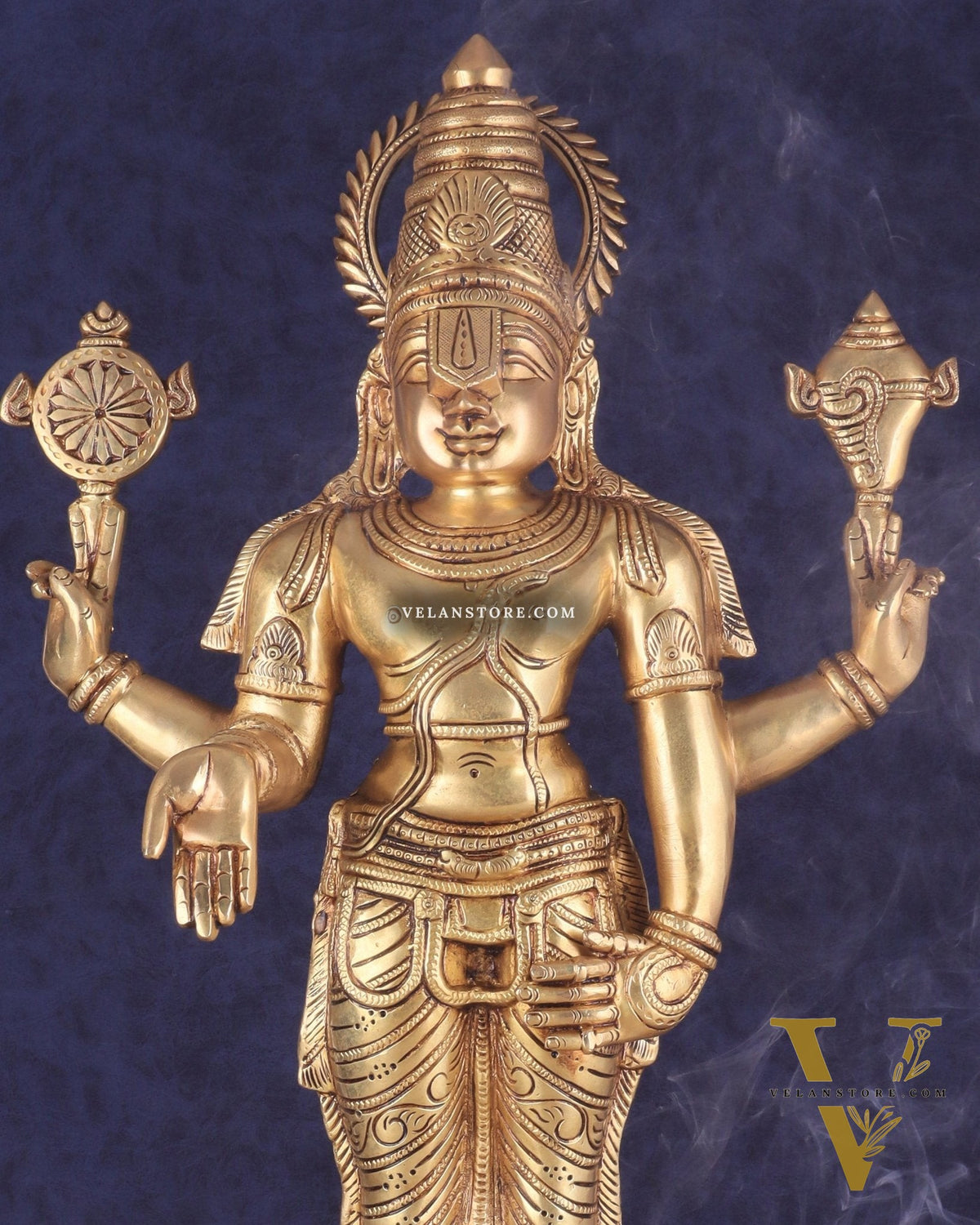 Pure Brass Large Tirupati Balaji Statue | Divine Lord Venkateshwara Idol 25"