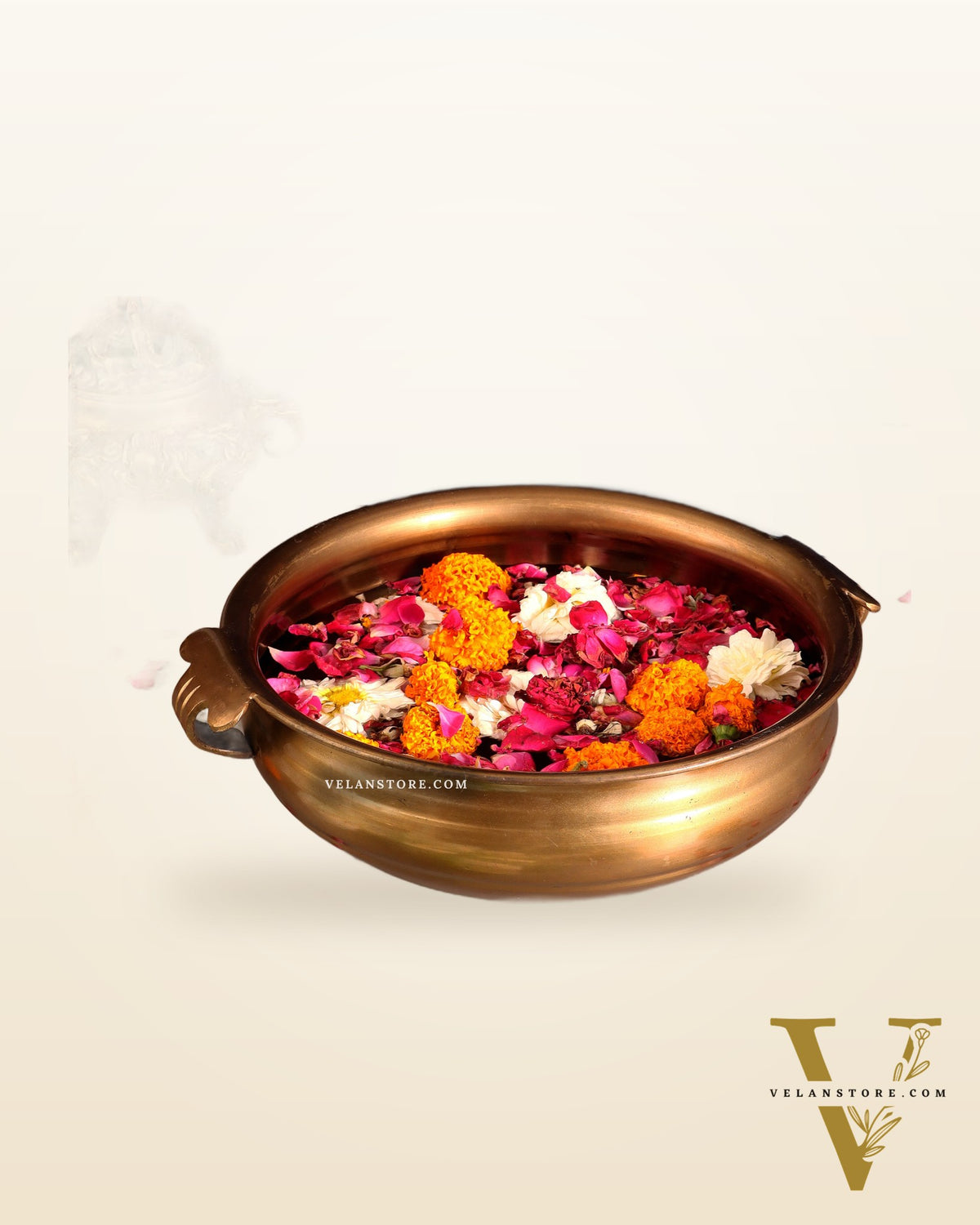 Pure Brass Large Urli Bowl – Antique Finish | 12" Wide