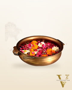 Pure Brass Large Urli Bowl – Antique Finish | 12" Wide