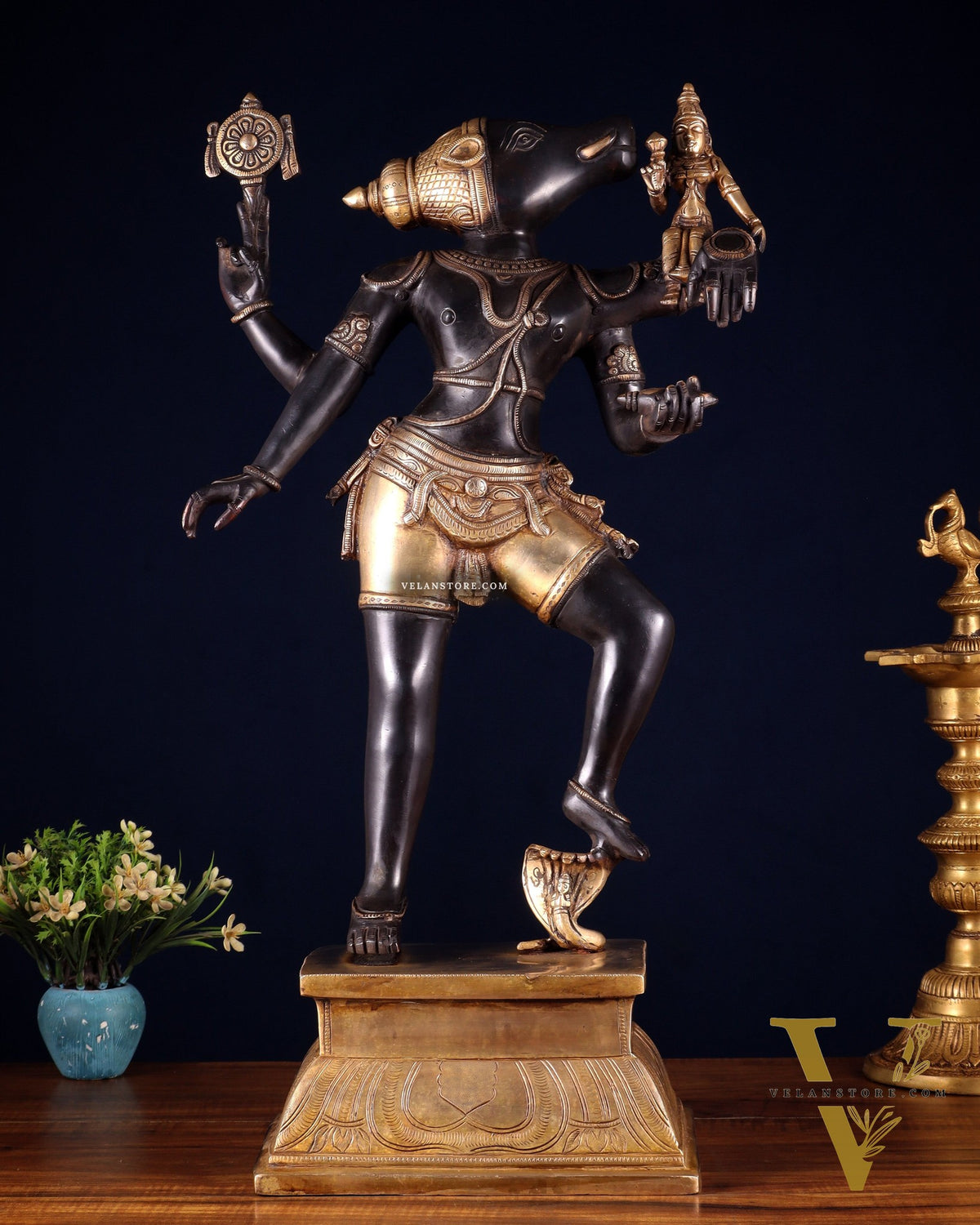 Pure Brass Large Varaha Lakshmi Statue – 24" Black and golden finish