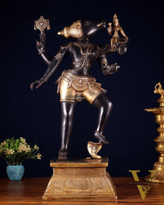 Pure Brass Large Varaha Lakshmi Statue – 24" Black and golden finish
