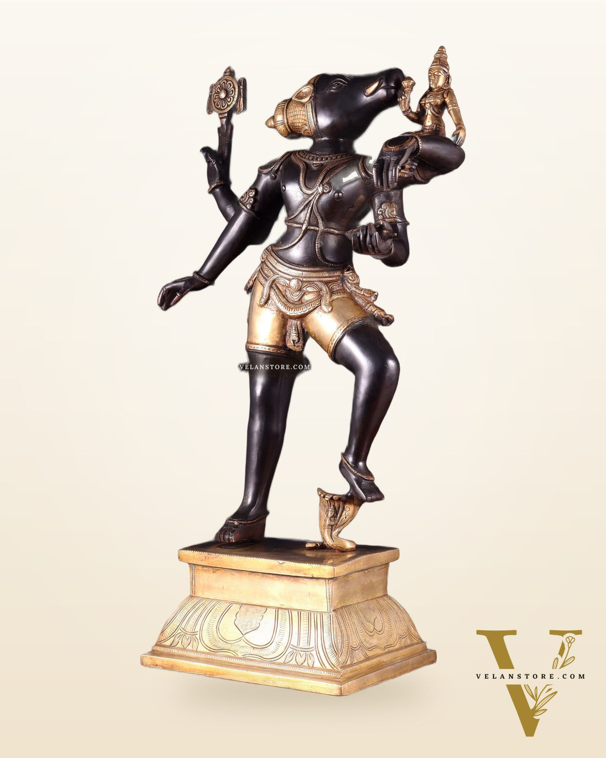 Pure Brass Large Varaha Lakshmi Statue – 24" Black and golden finish