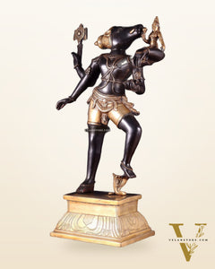 Pure Brass Large Varaha Lakshmi Statue – 24" Black and golden finish